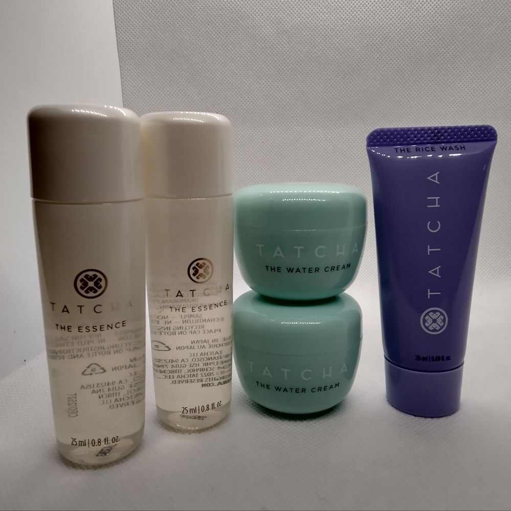Tatcha Skincare Collection with Aqua and Purple Packaging